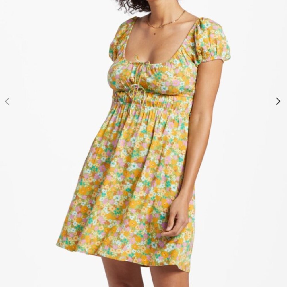 Billabong Floral Sun‎ Kissed Mini Milkmaid Dress Size Medium